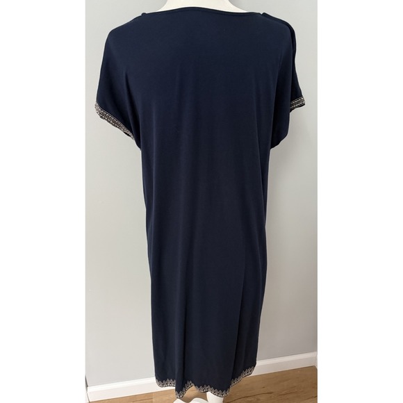 J Jill Relaxed Embroidered T-Shirt Dress Size‎ M Pure Jill Navy Blue Pullover - Picture 7 of 9